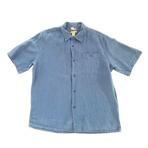 Bruno 100% Linen Shirt Size Large Denim Blue Relaxed Fit